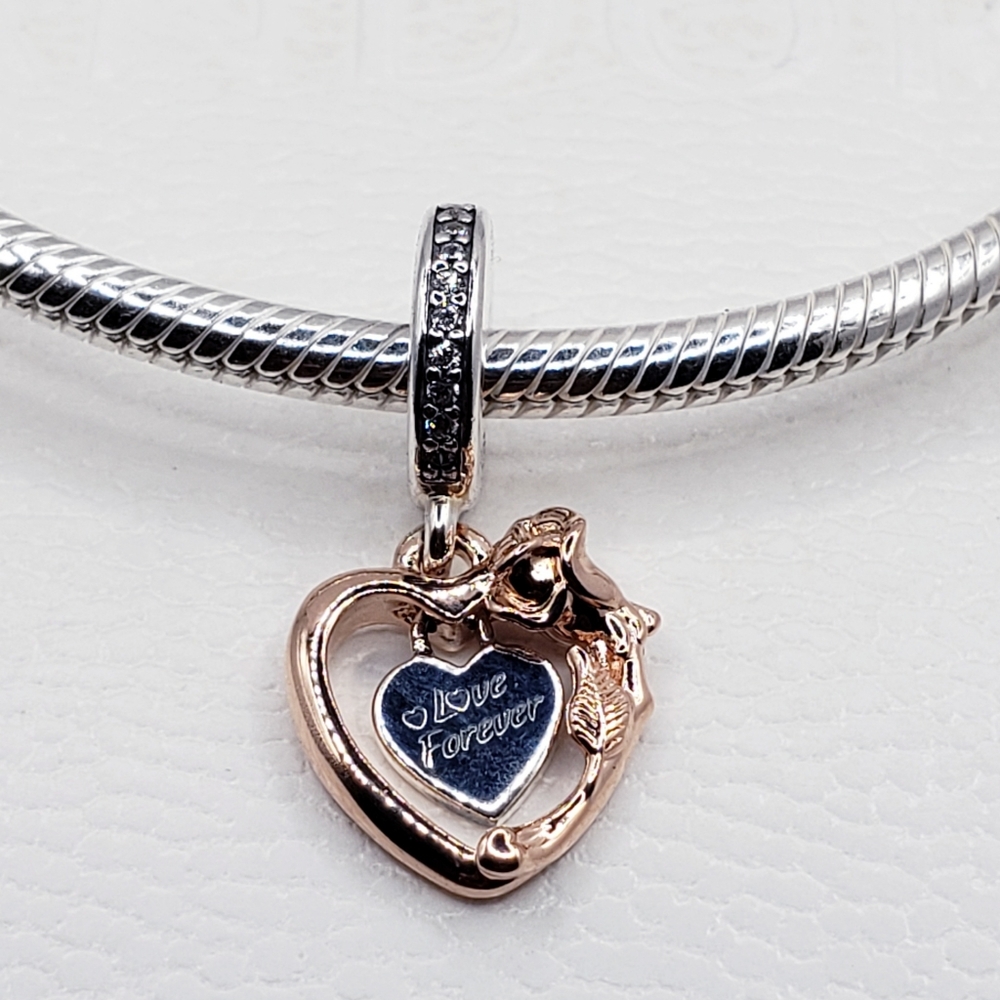 ♥️ Authentic Pandora ⭐️RETIRED⭐️ ROSE HEART DANGLE CHARM